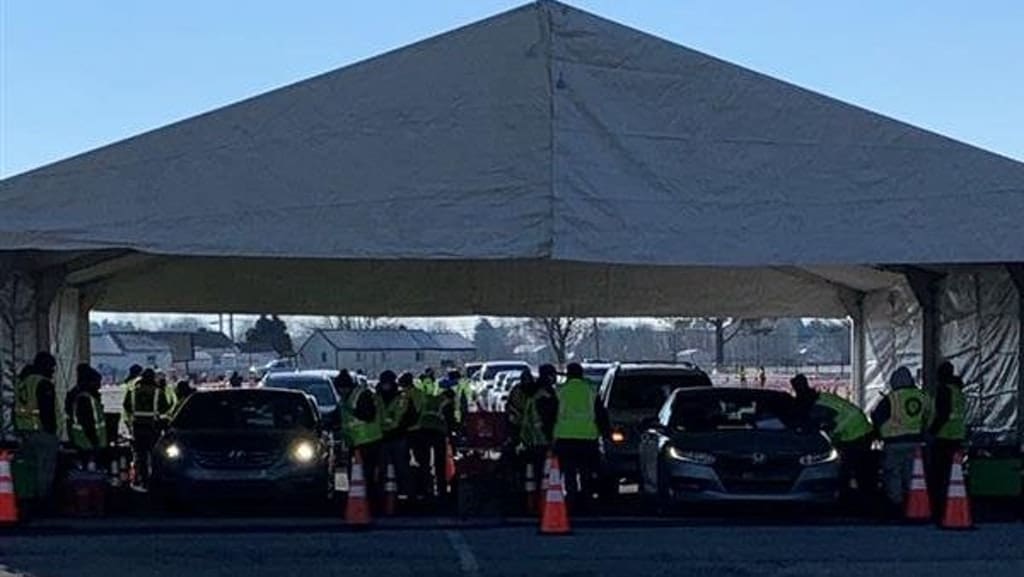 The FEMA mass vaccination event opened Sunday at Dover speedway.