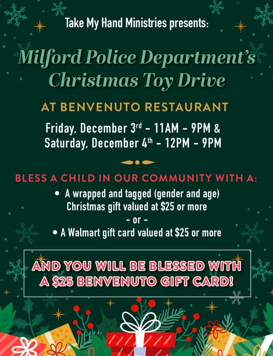 Featured image for “Benvenuto to Hold MPD Toy Drive”