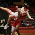 Smyrnas Qwantez Watkins lifts William Penns Brooklyn Gordy during their 126 pound match. Watkins won 24 8. Photo by Pam lane 1