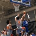 Delaware Blue Coats Javonte Smart attempts a shot against College Park Photo courtesy of Ben Fulton