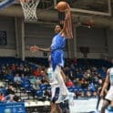 Delaware Blue Coats Terquavion Smith dunks the ball in the win over the Greensboro Swarm photo courtesy of Ben Fulton