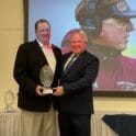 DIFCA awards banquet annouces Coaches of the Year 3 Class 2A coach of year John Reed from Caravel holding his award with DIFCA president John Wilson photo courtesy of Glenn Frazer