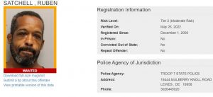 Ruben Satchell Sex Offender Registry - Wanted status