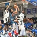 Delaware Blue Coats Jeff Dowtin attempts a shot against the Austin Spurs photo courtesy of Ben Fulton
