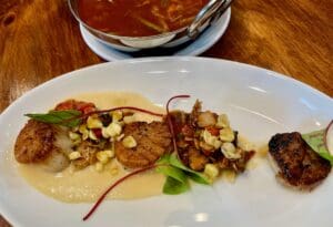 Scallops with sweet corn puree