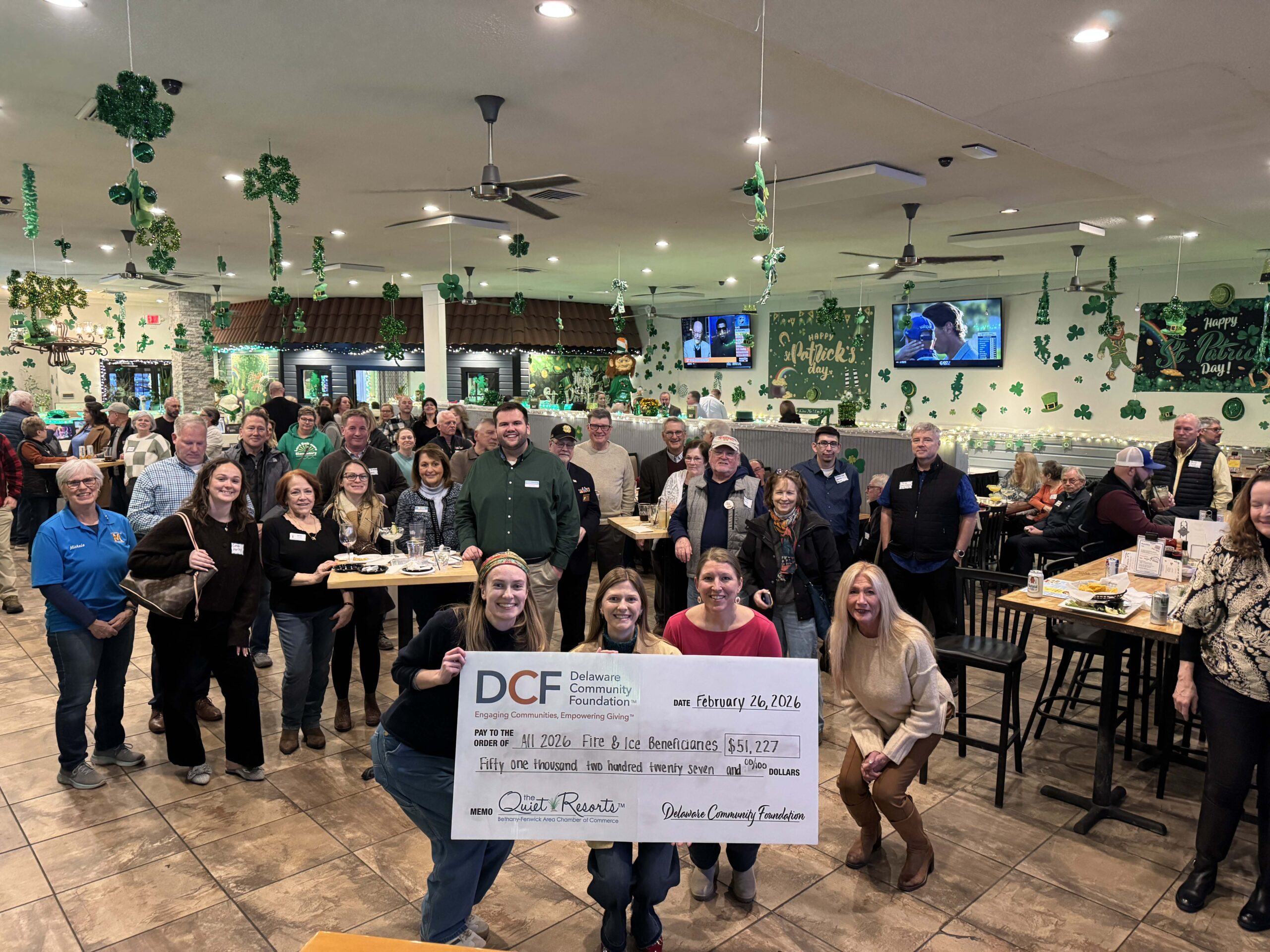 The Bethany-Fenwick Area Chamber of Commerce announced that the 2026 Fire & Ice Festival raised a record $53,227 during a check presentation at its Feb. 26 Business After Hours event at The Salted Rim Margarita Bar & Grille in Millville. (Photo courtesy of Bethany-Fenwick Area Chamber of Commerce.)