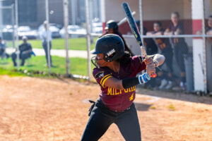 Senior Adrionna Fountain stands ready at the plate.