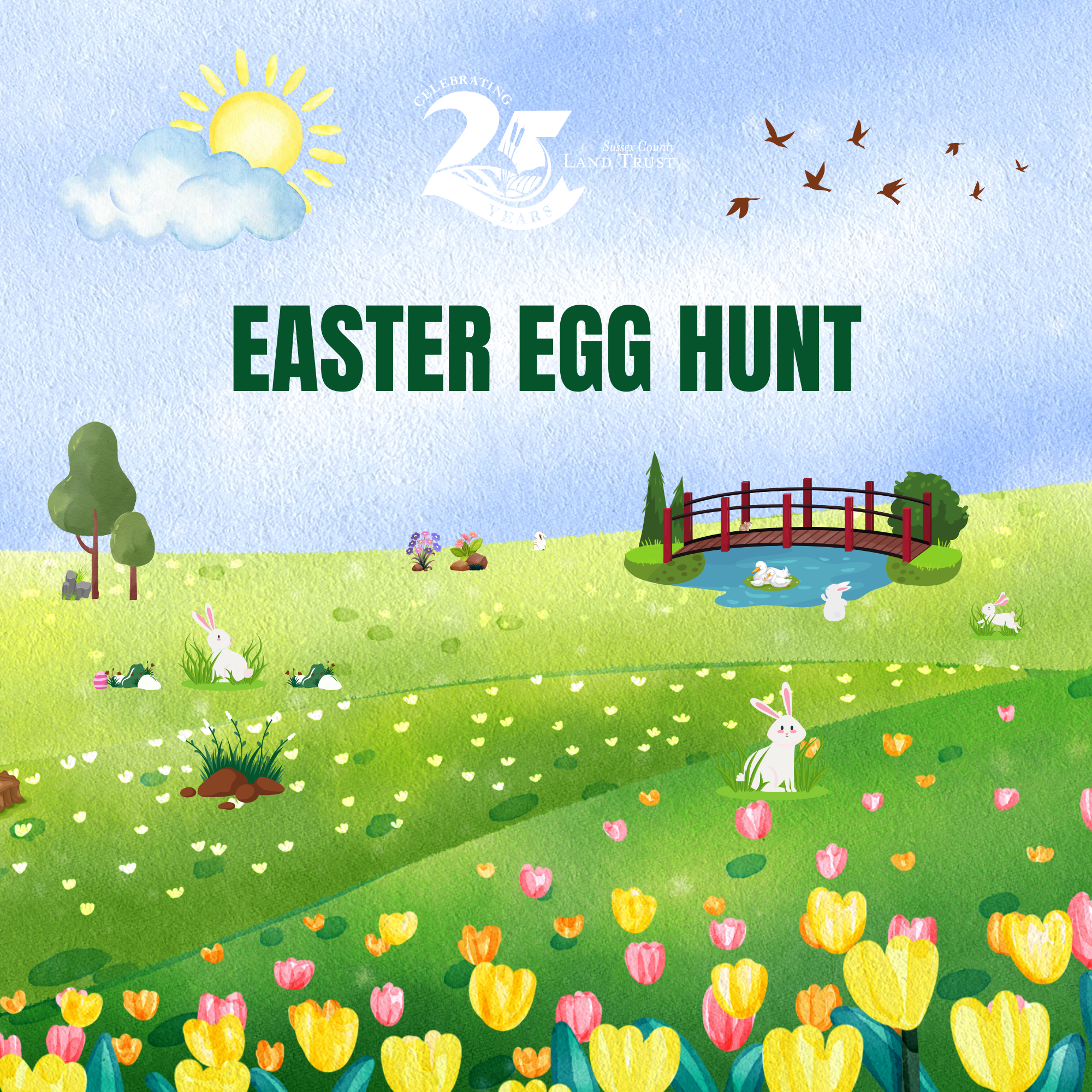 Families are invited to a free Easter egg hunt at the Sussex County Land Trust’s Wolfe House property in Rehoboth Beach on Sunday, March 22, featuring a traditional egg hunt and a visit from the Easter Bunny. (Photo courtesy of Sussex County Land Trust.) 