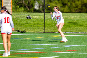 Smyrna senior Jaylen Ryan looks for an opportunity to score on the right of the cage. The Eagles scored 10 goals in the game.