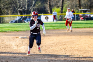 Sophomore Danica Humphries runs the bases for Polytech. She scored four of the Panthers' 19 runs.
