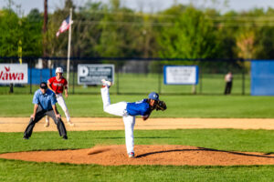 Bean pitches in relief for the Senators with a Smyrna runner on second.