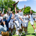 The Salesianum boys lacrosse team celebrates their victory in the 2026 DIAA Boys Lacrosse Championship game.