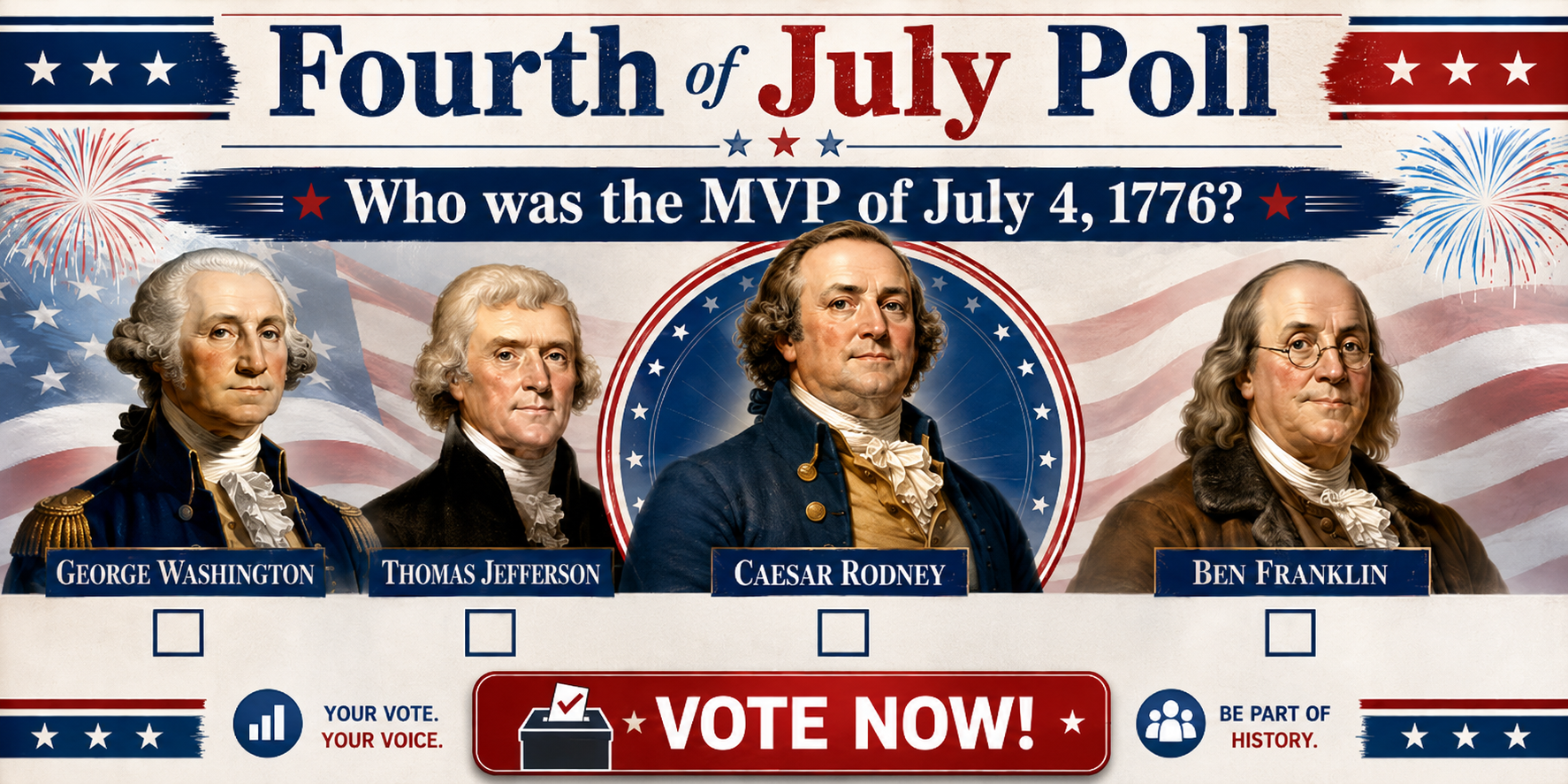 Who was the MVP (Most Important Patriot) on July 4th, 1776.  Tell us what you think!